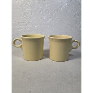 Set of 2 Fiestaware Pale Yellow Coffee Mugs Ring Handle Homer Laughlin HLC USA